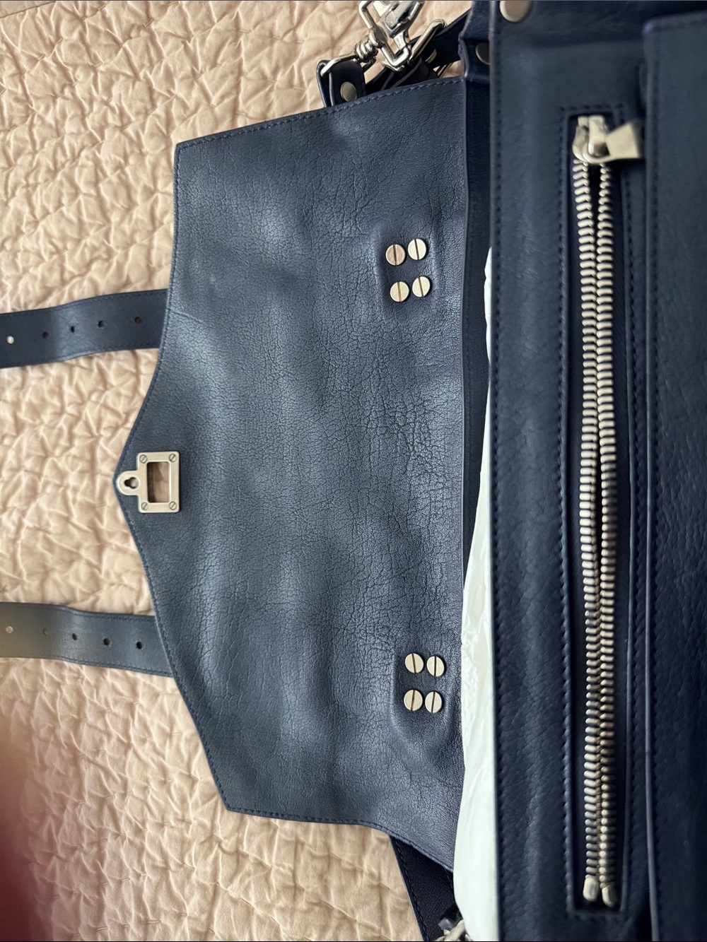 Proenza Schouler PS1 Medium Navy Leather Satchel Bag - Picture 6 of 6